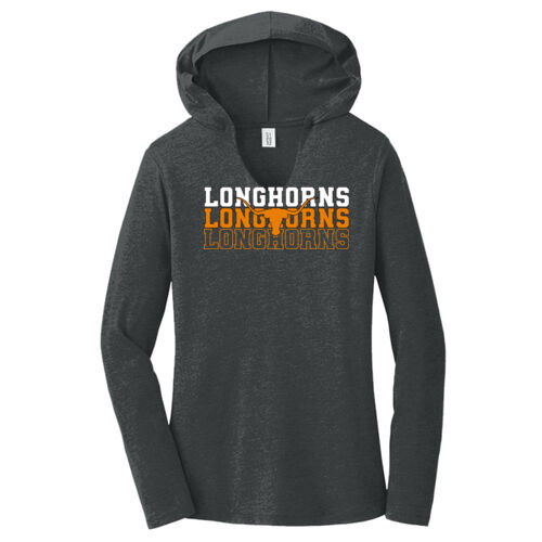 UHS Ladies Longhorns Stacked Hooded Shirt Thumbnail